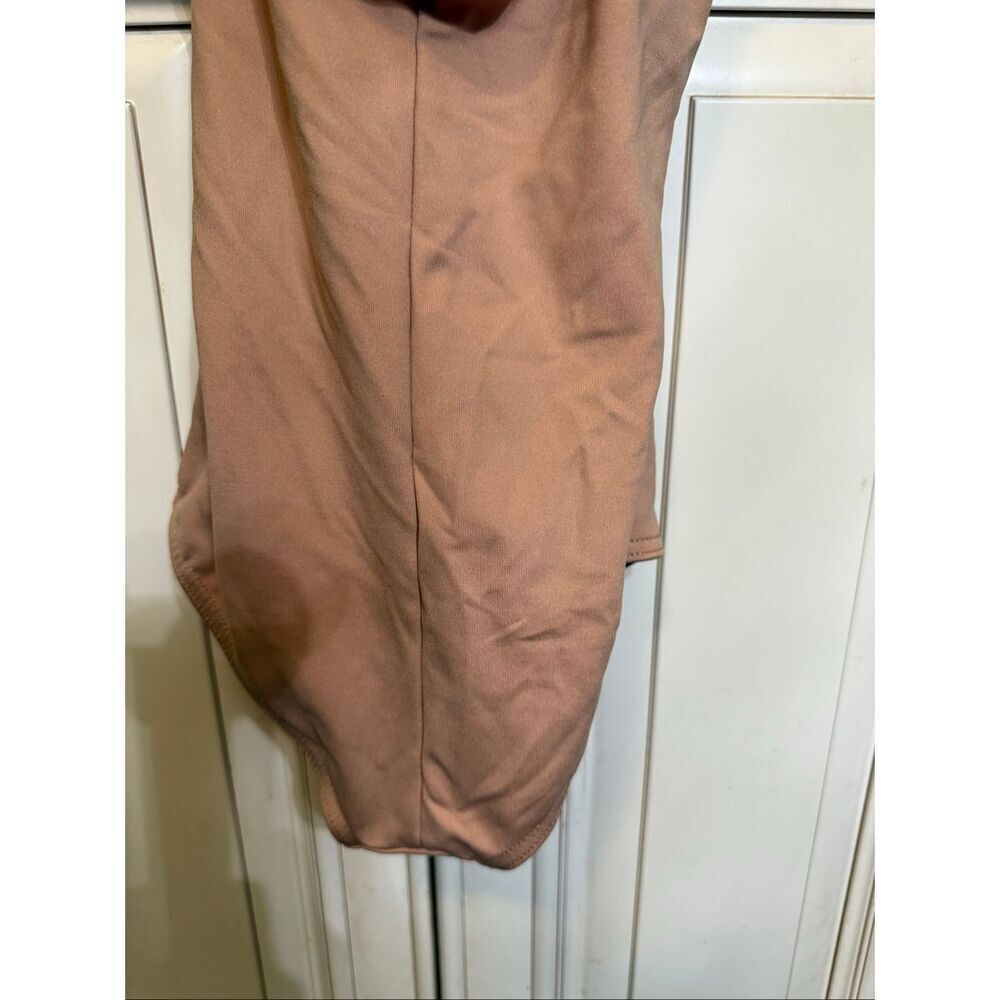 Bloch girls V Neck Adjustable Strap One Piece Swimsuit Tan Size 12